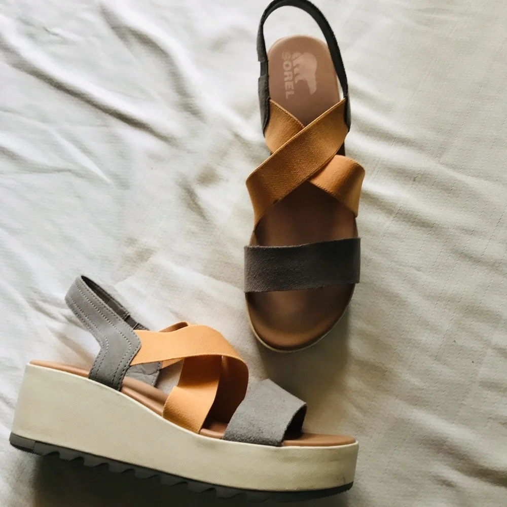 Sorel Cameron Sandal Flatform Slingback Wedge Platform Womens